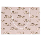 Braut Rosa goldfarbenes elegantes Kalligrafiemuste Große Geschenktüte (Rückseite)
