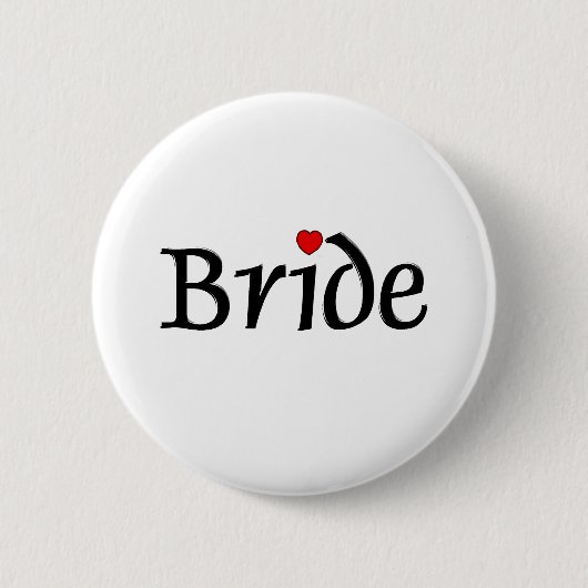 Braut (rote Herzen) Button (Vorderseite)