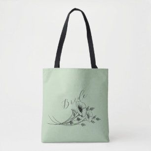 Braut Sage Wildblumen-Doodle Tasche