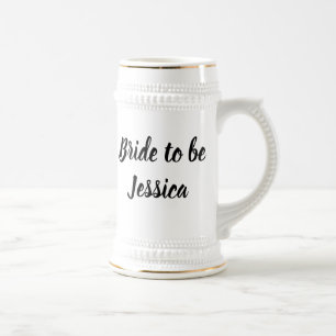 Braut schwarz elegante Schrift Geschenke stilvolle Bierglas