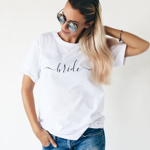 Braut Schwarz Weiß moderne Schrift Hochzeit T-Shirt