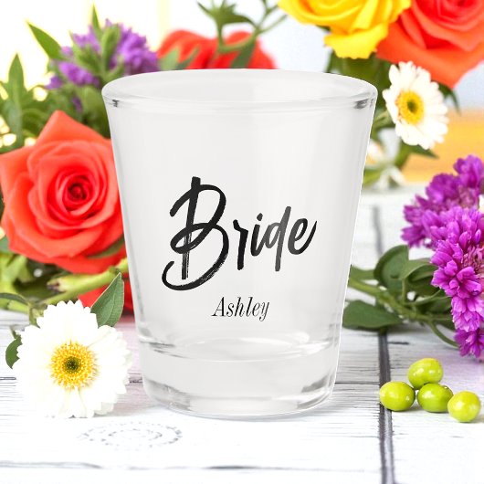 Braut Schwarz Weiß Skript Hochzeit Schnapsglas
