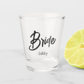 Braut Schwarz Weiß Skript Hochzeit Schnapsglas (Vorderseite)
