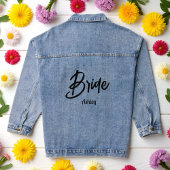 Braut Schwarze Schrift Hochzeit Jeansjacke