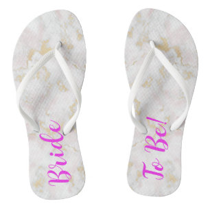 Braut sein! Rosa Goldmarmorflecken Badesandalen