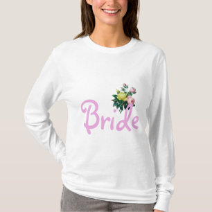 Braut-Shirt mit vintage rosa und gelben Rosenblume T-Shirt