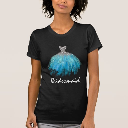 *~* Braut Silbertürkisfarbener Glitzer Kronkleid T-Shirt
