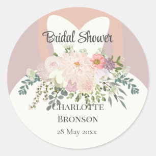 Braut Silhouette Floral Brautparty   Runder Aufkleber