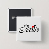 Braut (Skript rotes Hrt) Button (Vorne & Hinten)