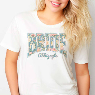 Braut Skyline Blau Retro Floral T-Shirt
