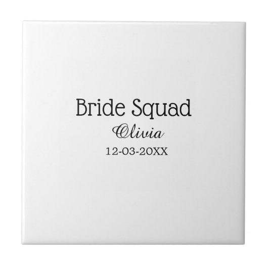 Braut Squad Brautjungfer Name Junggesellinnenabsch Fliese (Vorderseite)