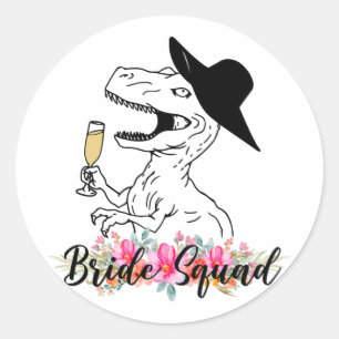 Braut Squad Dinosaur Brautjungfer Floral Junggesel Runder Aufkleber
