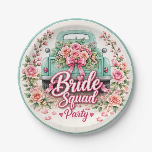 Braut-Squad-Floral-LKW-Papierteller Pappteller (Vorderseite)
