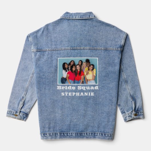 Braut-Squad-Foto Name Junggesellinnenabschied Jeansjacke (Rückseite)