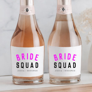 Braut-Squad   Heiß Rosa Junggesellinnenabschied Br Schaumweinetikett
