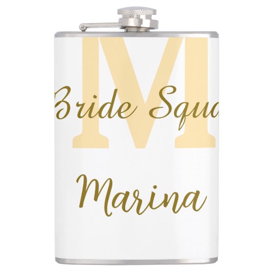 Braut-Squad-Monogramm goldene Brautparty einfach Flachmann (Vorderseite)