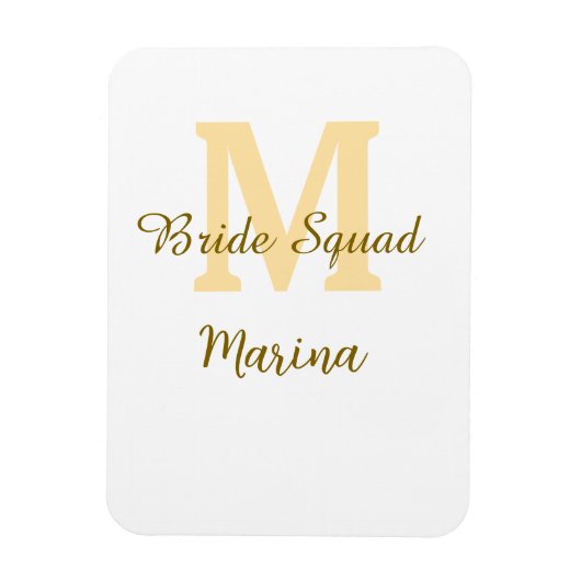 Braut-Squad-Monogramm goldene Brautparty einfach Magnet (Vertikal)