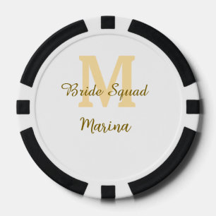 Braut-Squad-Monogramm goldene Brautparty einfach  Pokerchips