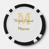 Braut-Squad-Monogramm goldene Brautparty einfach Pokerchips (Rückseite)