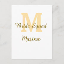 Braut-Squad-Monogramm goldene Brautparty einfach 