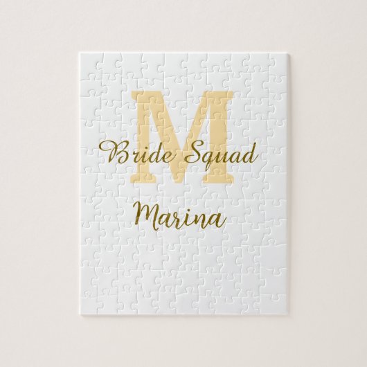 Braut-Squad-Monogramm goldene Brautparty einfach Puzzle (Vertikal)