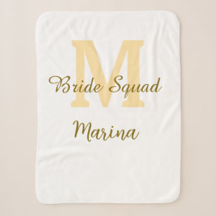 Braut-Squad-Monogramm goldene Brautparty einfach Sherpadecke