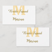 Braut-Squad-Monogramm goldene Brautparty einfach Visitenkarte (Vorne/Hinten)