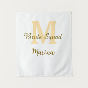 Braut-Squad-Monogramm goldene Brautparty einfach  Wandteppich