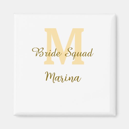 Braut-Squad-Monogramm goldene einfache Brautparty  Magnet (Vorne)