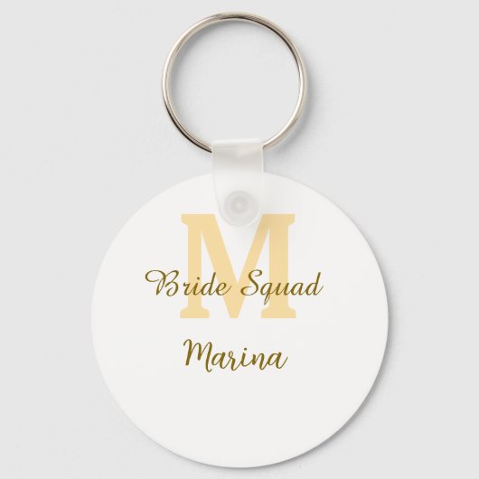 Braut-Squad-Monogramm goldene einfache Brautparty  Schlüsselanhänger (Vorderseite)