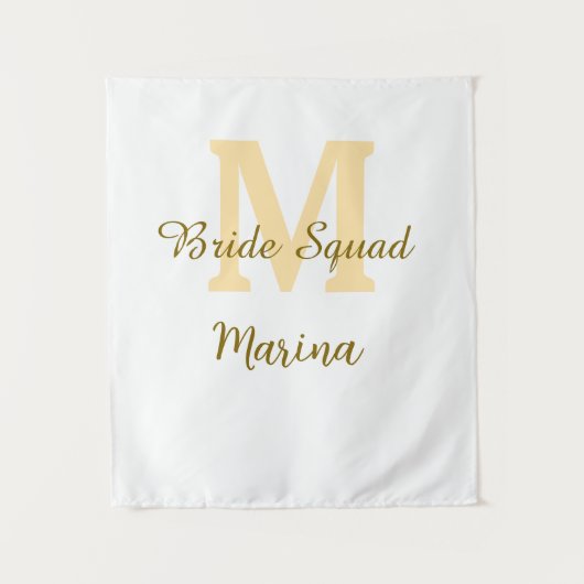 Braut-Squad-Monogramm goldene einfache Brautparty  Wandteppich (Vorderseite)