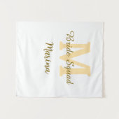 Braut-Squad-Monogramm goldene einfache Brautparty  Wandteppich (Vorderseite (Horizontal))