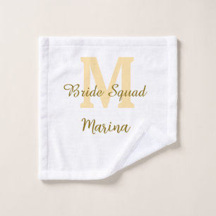 Braut-Squad-Monogramm goldene einfache Brautparty  Waschlappen