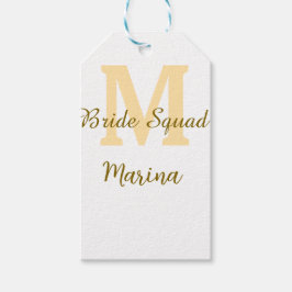 Braut Squad Monogramm goldene einfache Hochzeitsdu Geschenkanhänger