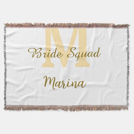 Braut-Squad-Monogramm goldene Hochzeitsparty einfa Decke (Vorderseite)