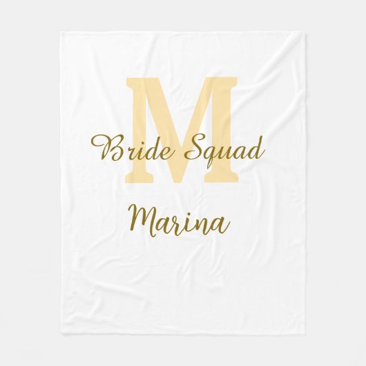 Braut-Squad-Monogramm goldene Hochzeitsparty einfa Fleecedecke (Vorderseite)