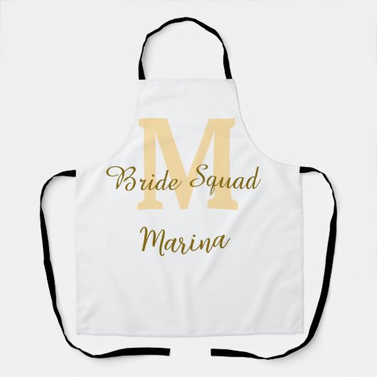Braut-Squad-Monogramm goldene Hochzeitsparty einfa Schürze (Vorderseite)