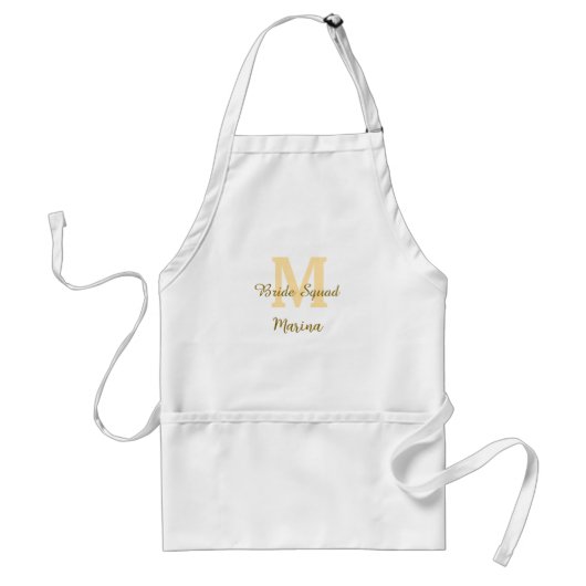 Braut-Squad-Monogramm goldene Hochzeitsparty einfa Schürze (Vorne)