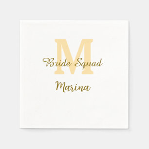 Braut-Squad-Monogramm goldene Hochzeitsparty einfa Serviette