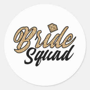 Braut-Squad-Party-Aufkleber - Gold & Schwarz Runder Aufkleber