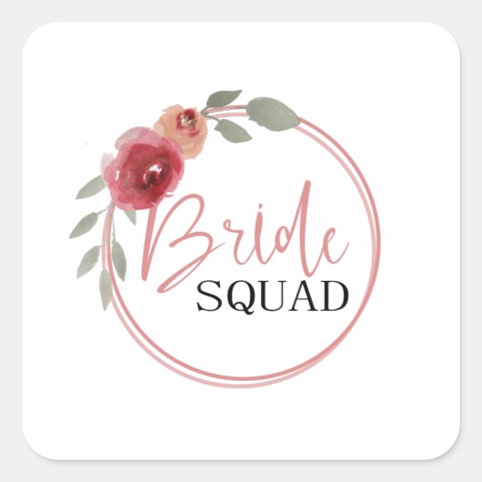 Braut-Squad Quadratischer Aufkleber (Vorderseite)