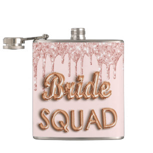 Braut Squad Rose Gold Glitter Rosa Junggesellinnen Flachmann