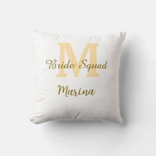 Braut-Squadron-Monogramm goldene Brautparty einfac Kissen