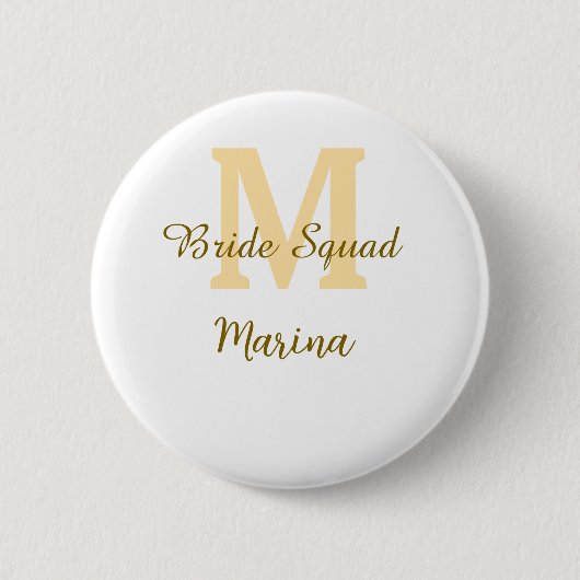 Braut-Squadron-Monogramm goldene einfache Brautpar Button (Vorderseite)