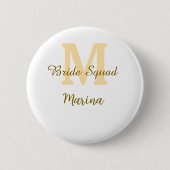 Braut-Squadron-Monogramm goldene einfache Hochzeit Button (Vorderseite)