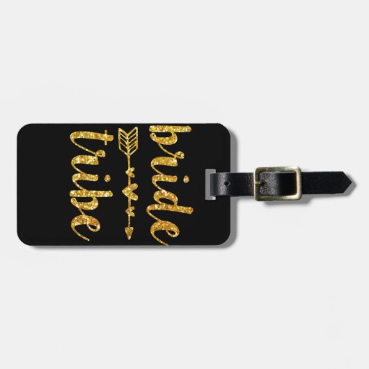 Braut-Stamm-Brautjungfern-GoldGlitzer Gepäckanhänger (Vorderseite horizontal)