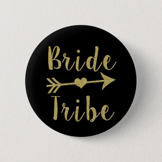 Braut-Stamm-Brautjungfern-GoldGlitzer-Knopf Button (Vorderseite)