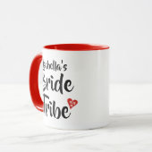 Braut-Stamm-rotes Datums-Herz personalisiert Tasse (Vorderseite Links)