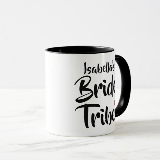 Braut-Stamm-rotes Datums-Herz personalisiert Tasse (VorderseiteRechts)