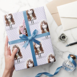 Braut-Stock-Figur in Sneakern auf Herzen Geschenkpapier